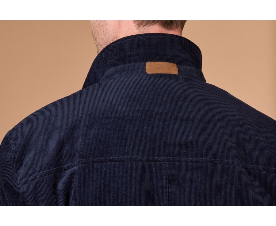 Men's quilted overshirt jacket in navy velvet - CARSTEN