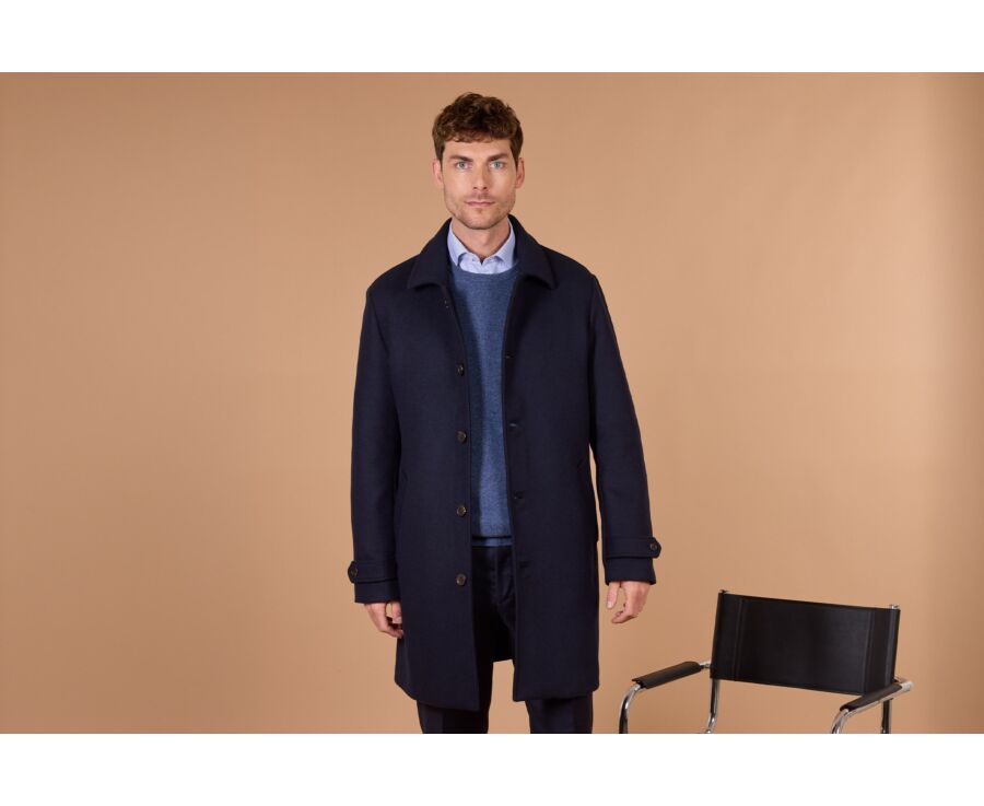 Men's navy wool cloth coat - HEROLD