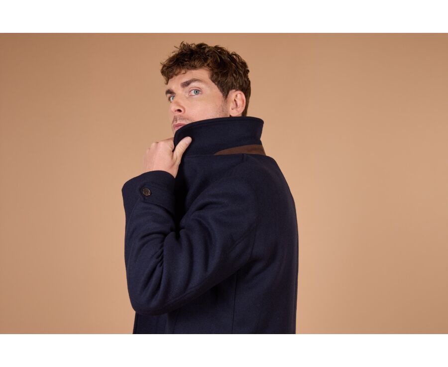 Men's navy wool cloth coat - HEROLD