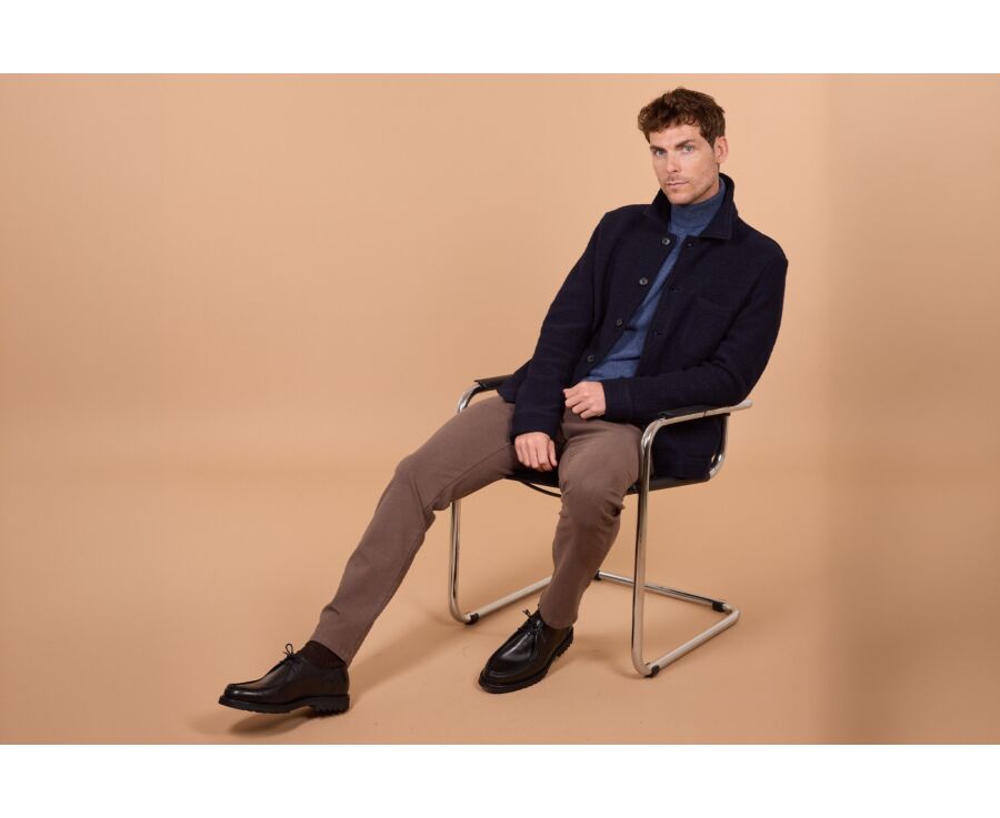 Men's navy boiled wool overshirt jacket - KENDRIS