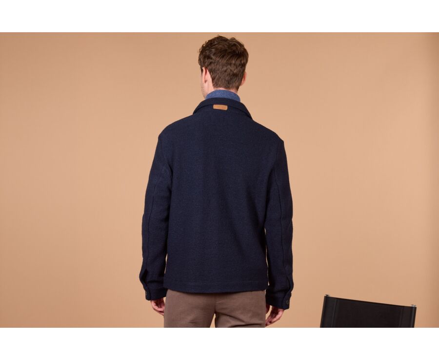 Men's navy boiled wool overshirt jacket - KENDRIS