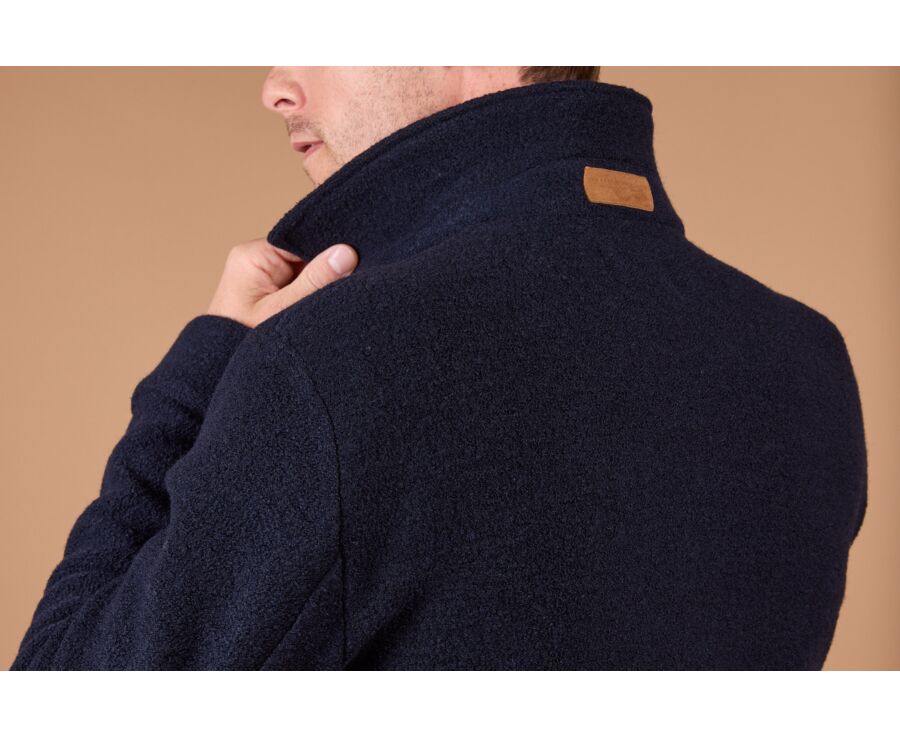 Men's navy boiled wool overshirt jacket - KENDRIS