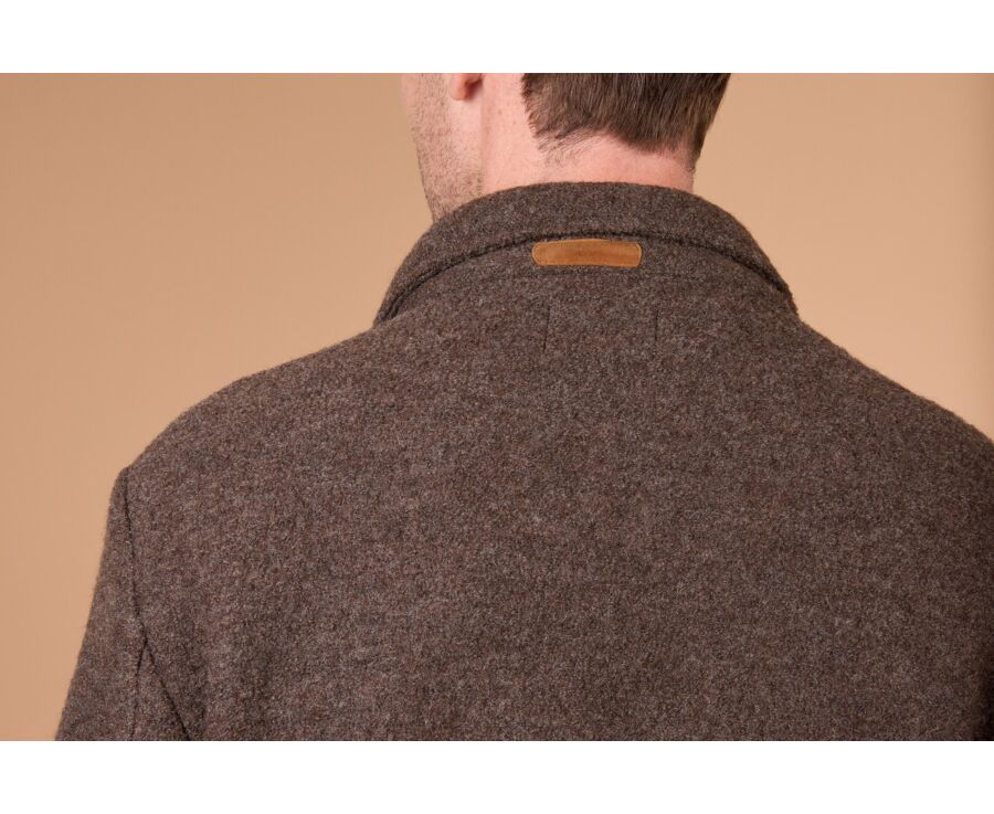 Men's chocolate mélange boiled wool overshirt jacket - KENDRIS