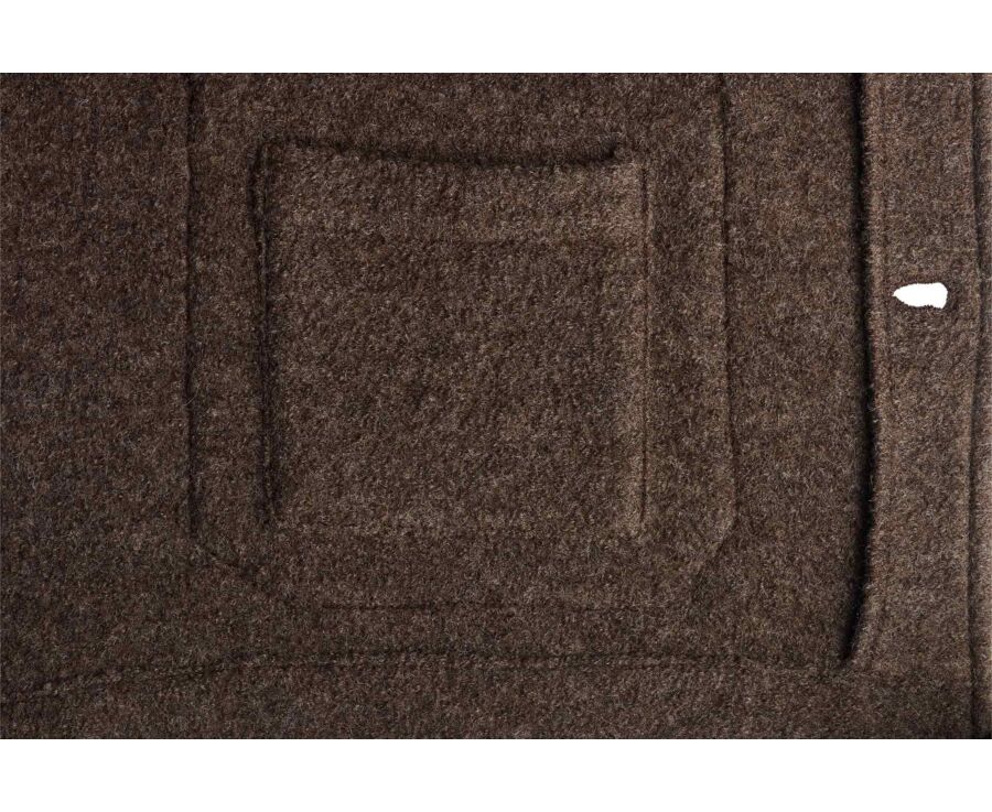 Men's chocolate mélange boiled wool overshirt jacket - KENDRIS