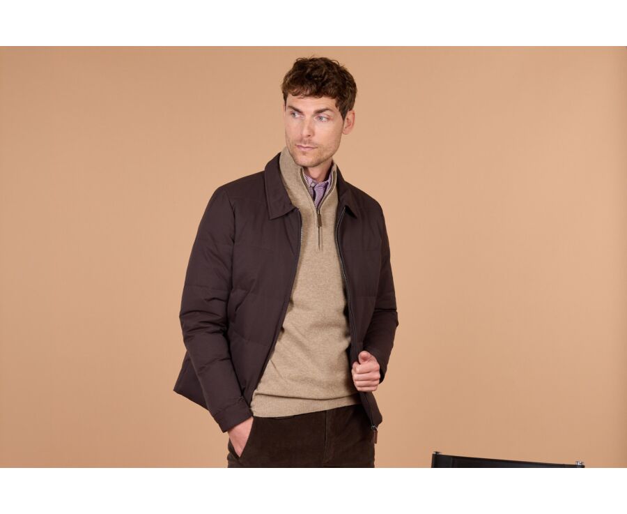 Men's lightweight brown goose down jacket - ELLIS