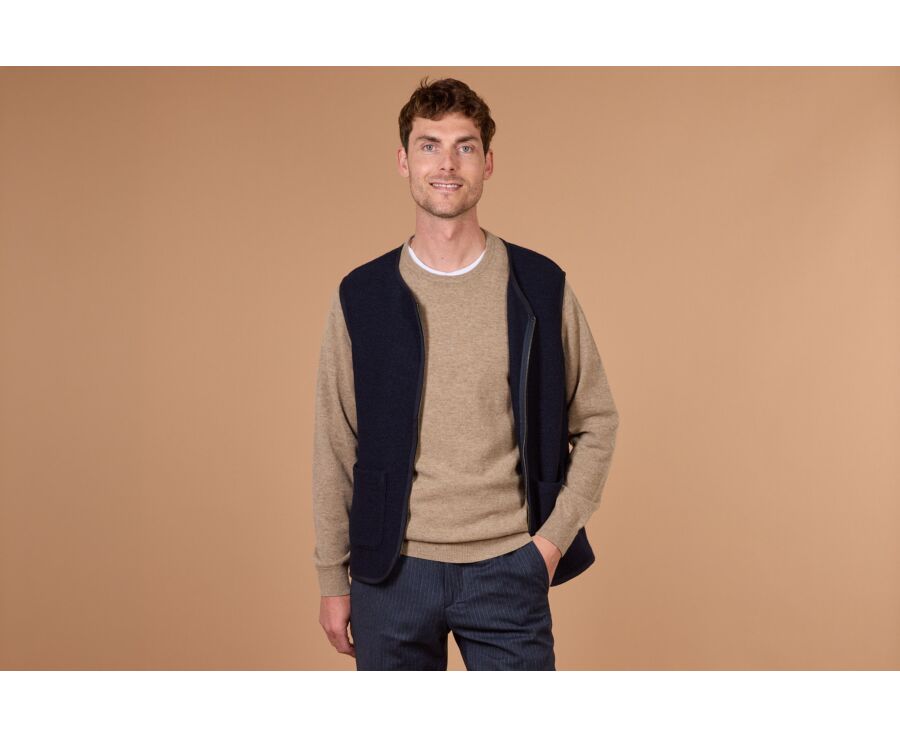 Men's navy sleeveless wool gilet - KAYN