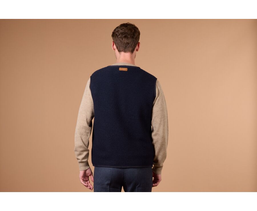 Men's navy sleeveless wool gilet - KAYN