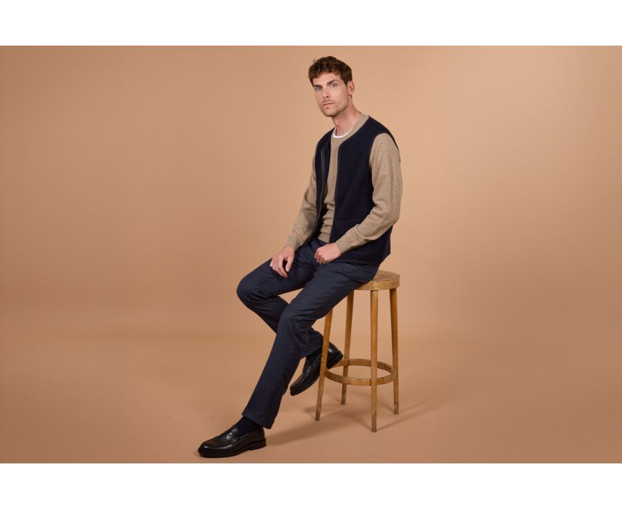 Men's navy sleeveless wool gilet - KAYN