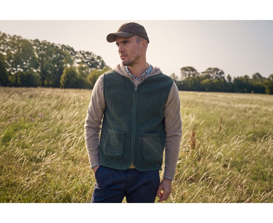 Men's green mélange sleeveless wool gilet - KAYN