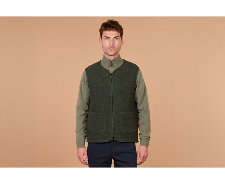 Men's green mélange sleeveless wool gilet - KAYN