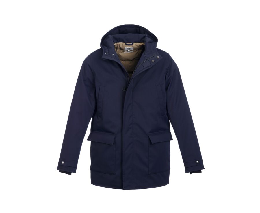 Men's navy water repellent hooded parka - ALVEN