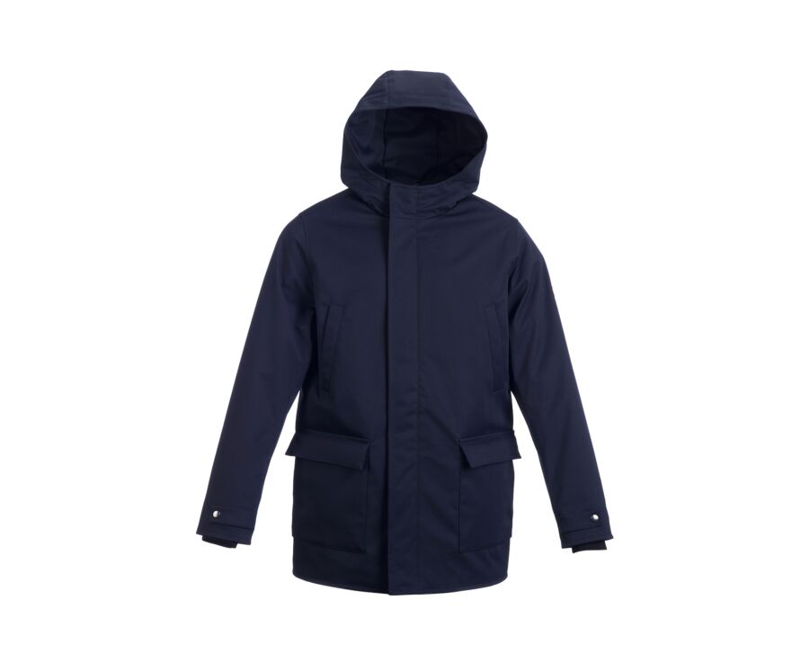 Men's navy water repellent hooded parka - ALVEN