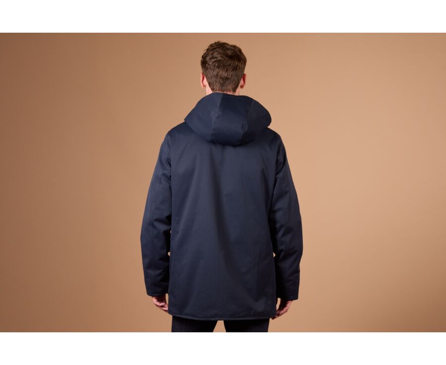 Men's navy water repellent hooded parka - ALVEN