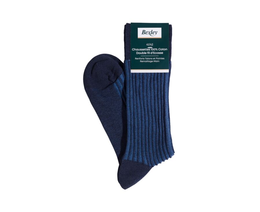 Men's blue & blue mélange mercerised cotton socks