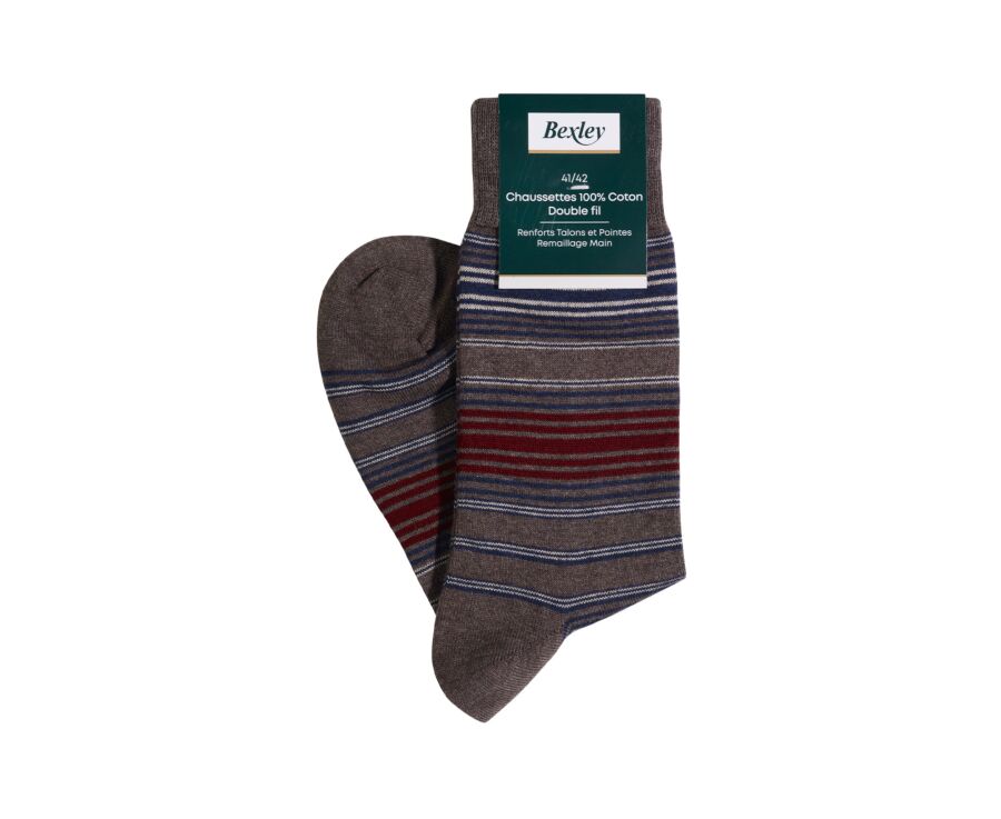 Men's chocolate mélange fine striped socks