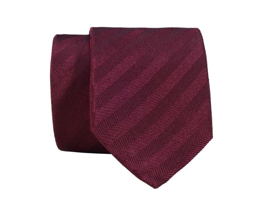 Men's burgundy herringbone silk tie