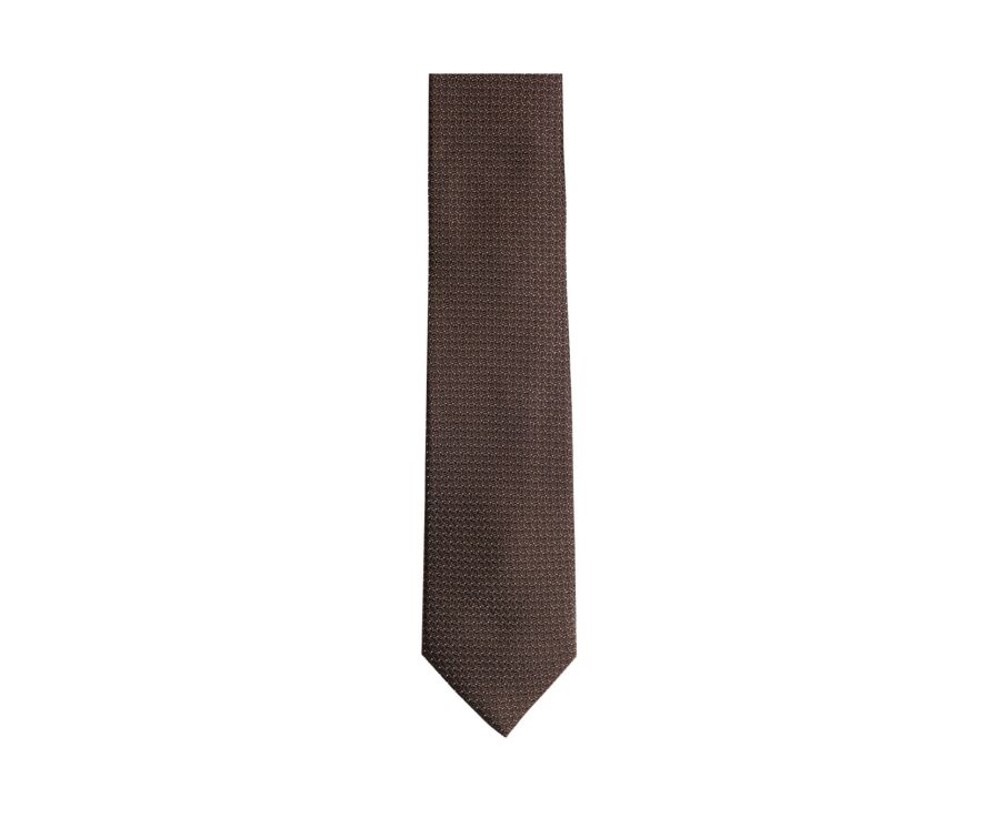 Men's brown grenadine silk tie