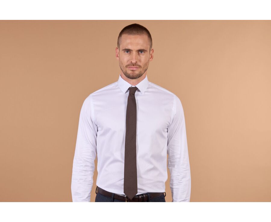 Men's brown grenadine silk tie