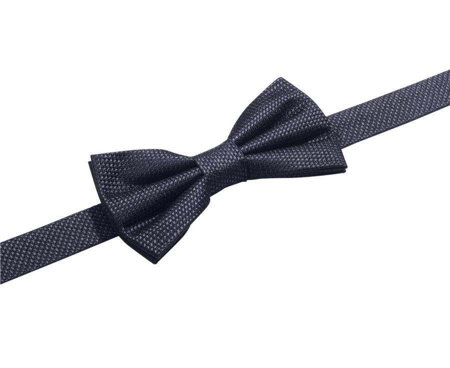 Men's black basketweave silk bow tie