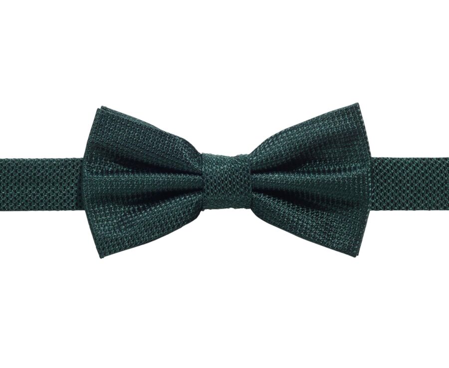 Men's bottle green basketweave silk bow tie