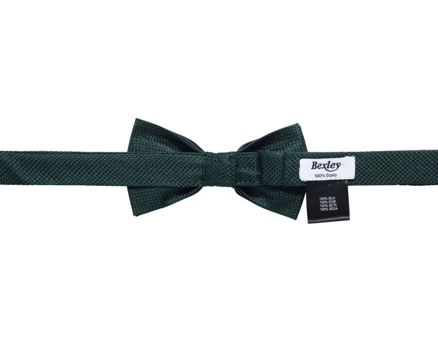 Men's bottle green basketweave silk bow tie