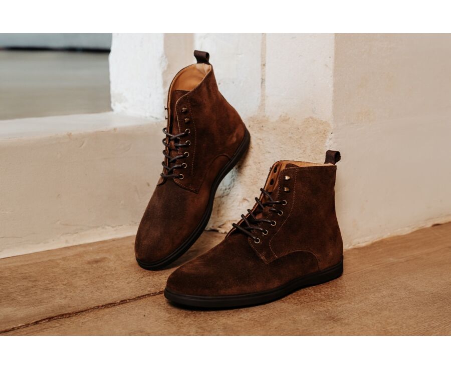 Men's urban casual chocolate suede boot - HIALEAH