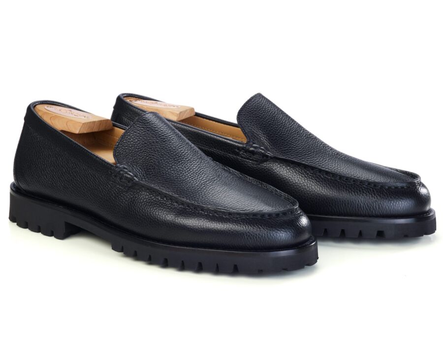 Men's black grained leather loafer - PIERSON