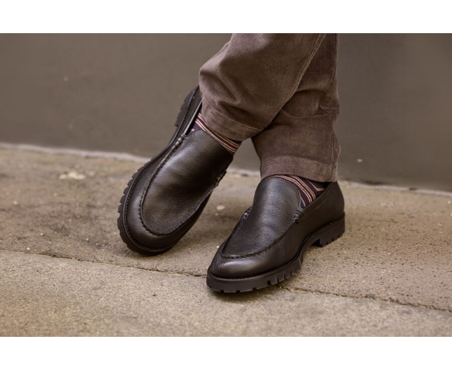 Men's black grained leather loafer - PIERSON