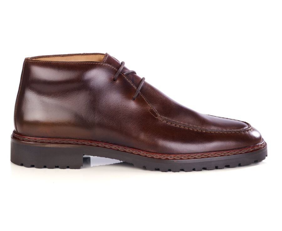 Men's chocolate pull-up leather boot - MINNEOLA