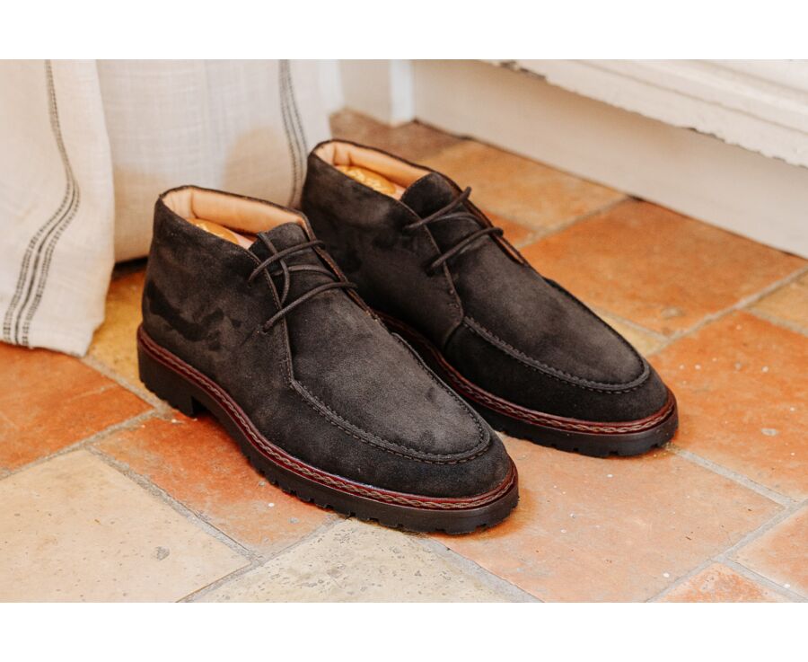 Men's brown suede boot with lug sole - MINNEOLA