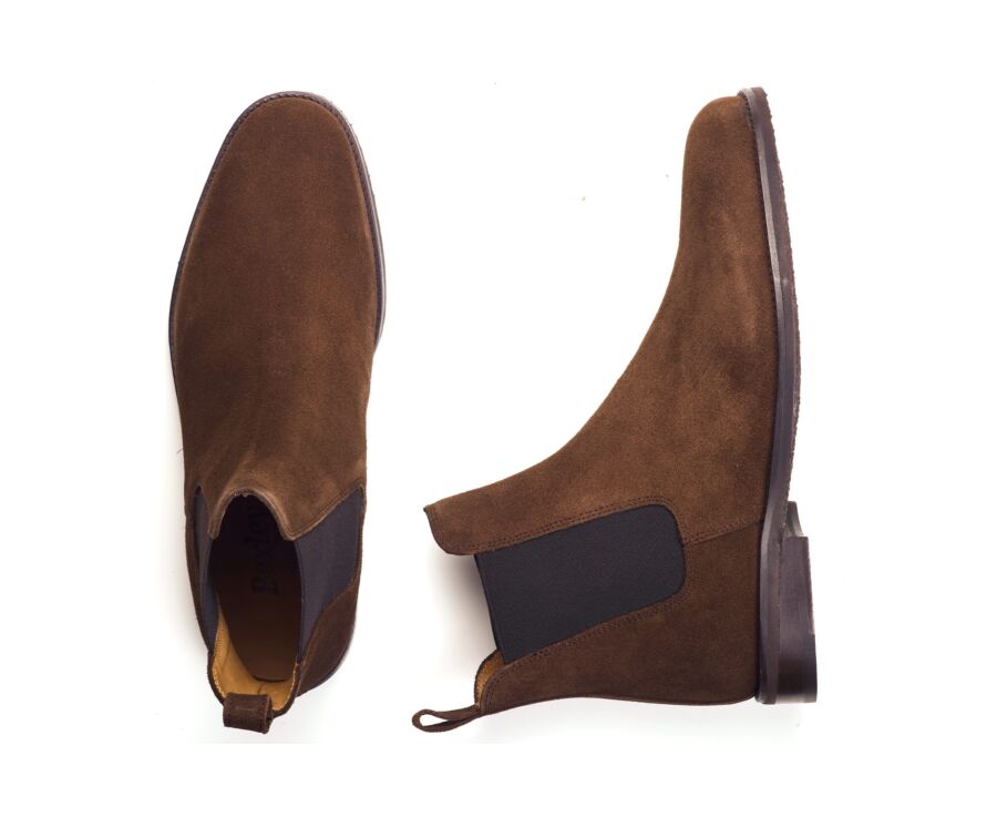 Men's chocolate suede Chelsea boot - FLAGER CLASSIC GOMME