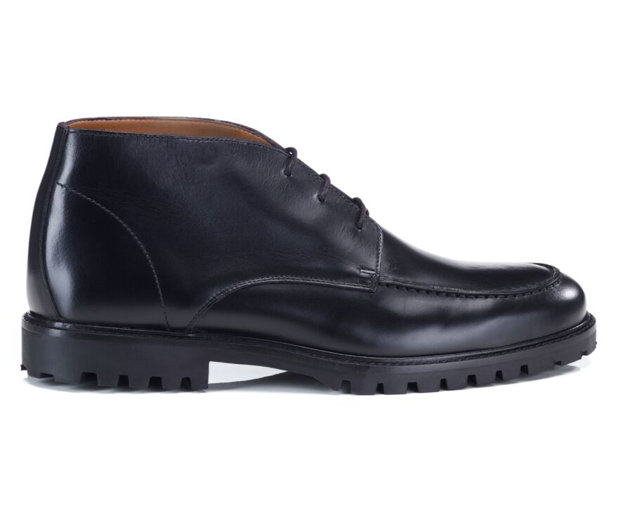 Men's 3-eyelet black leather derby boot - HUDFORD GOMME