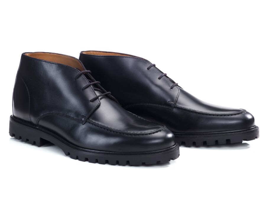 Men's 3-eyelet black leather derby boot - HUDFORD GOMME