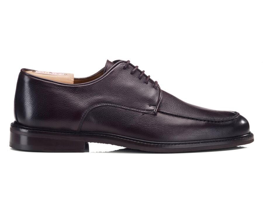 Men's chocolate grained leather derby - HUTTON GOMME