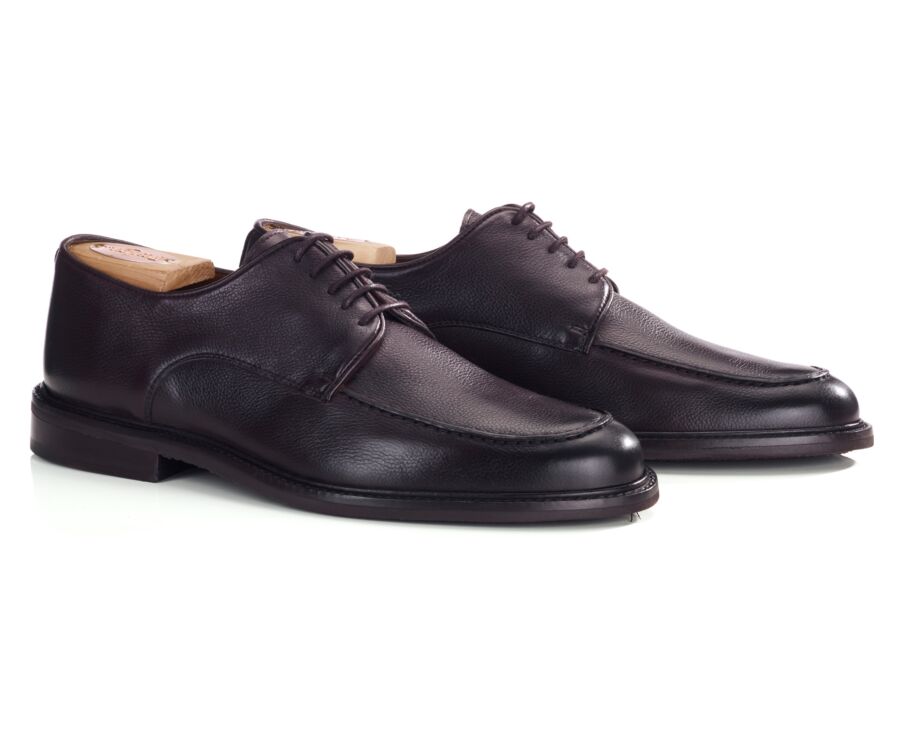 Men's chocolate grained leather derby - HUTTON GOMME