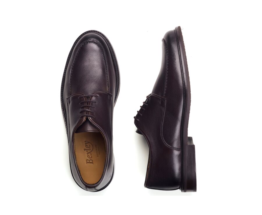 Men's chocolate grained leather derby - HUTTON GOMME