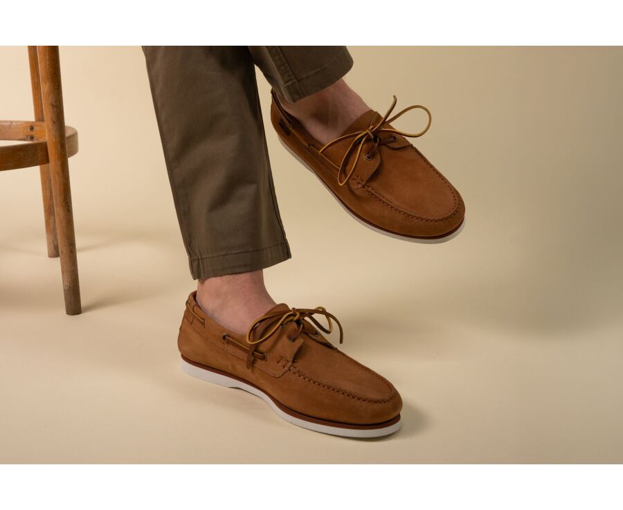 Men’s Camel Nubuck Boat Shoes - TRAWLER
