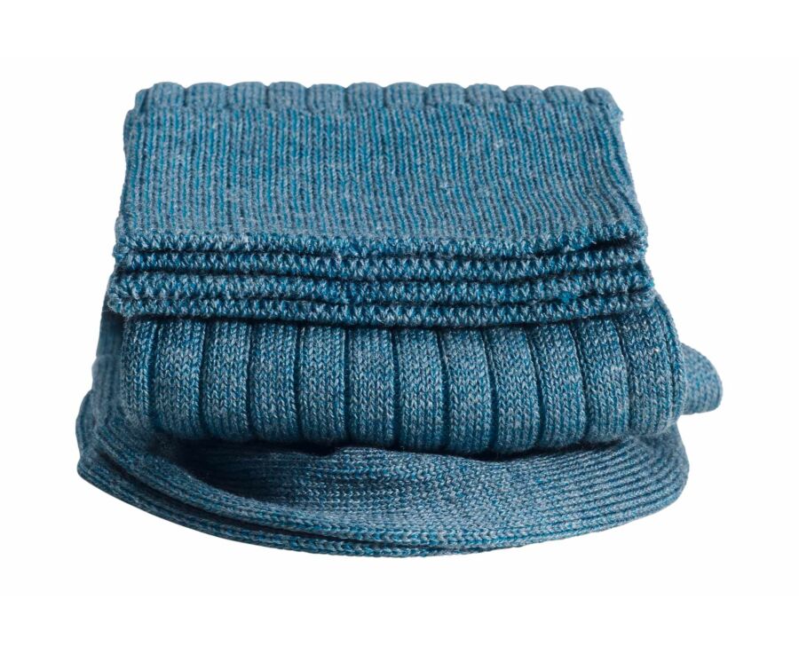 Men's green mélange & azure mercerised cotton socks