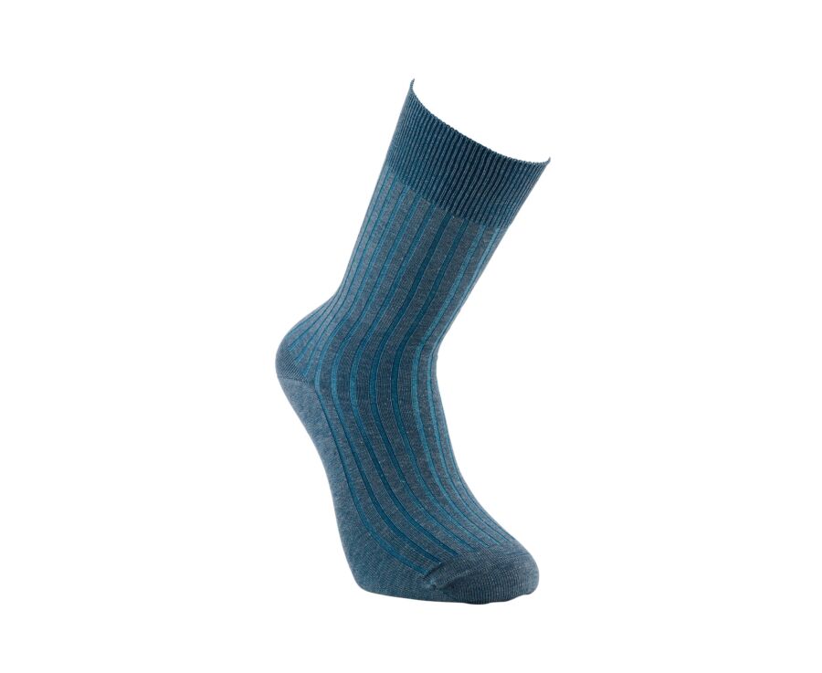Men's green mélange & azure mercerised cotton socks