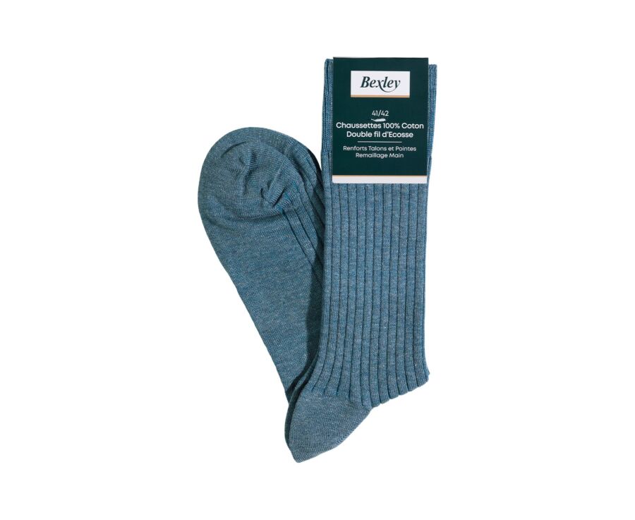Men's green mélange & azure mercerised cotton socks