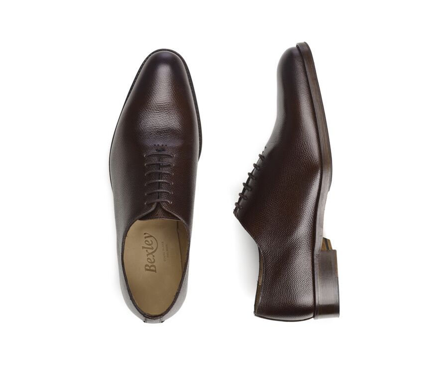 Grained Patina Chocolate Oxford shoes - Leather outsole & rubber pad - PETER