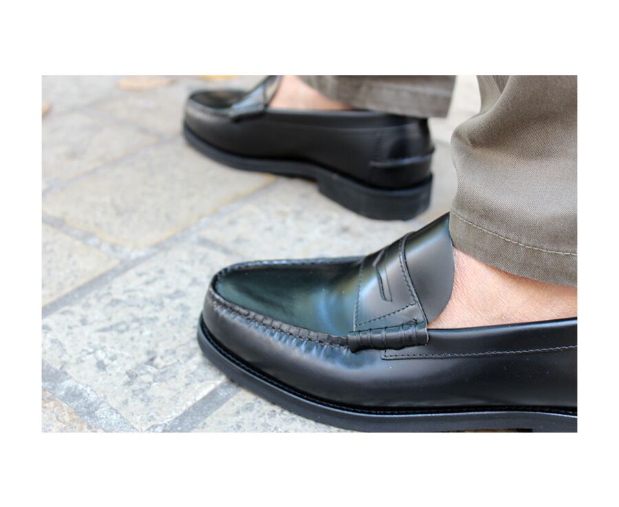 Black leather Men's penny loafers - YALE
