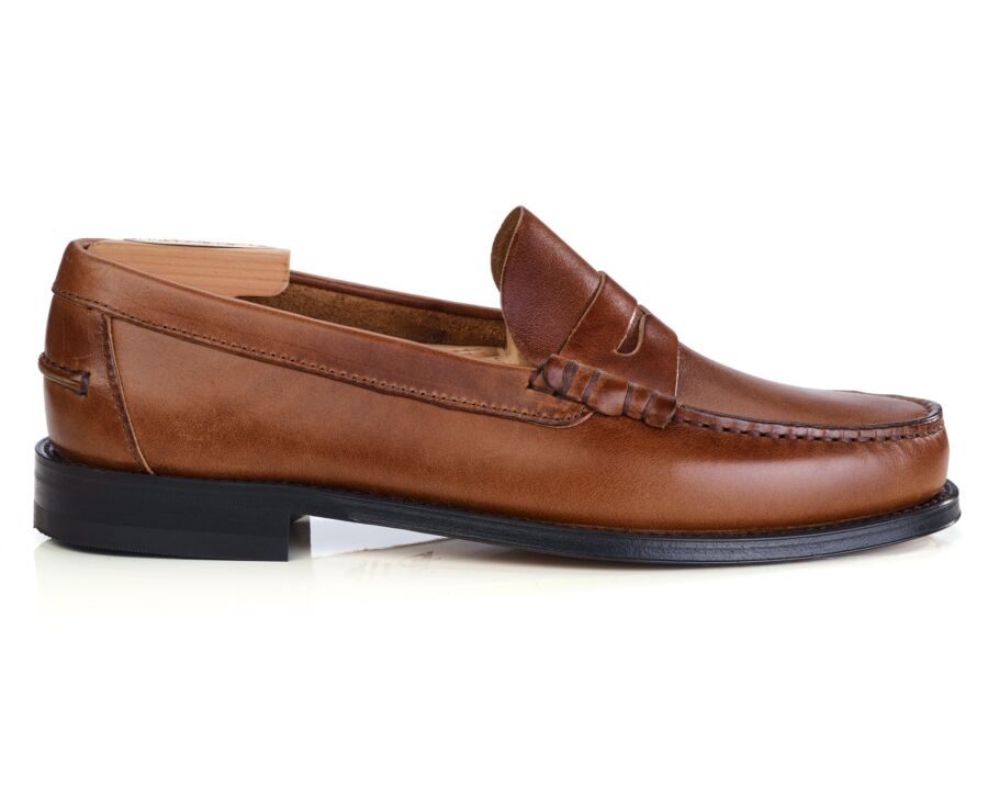 Men's dark chestnut penny loafer - YALE