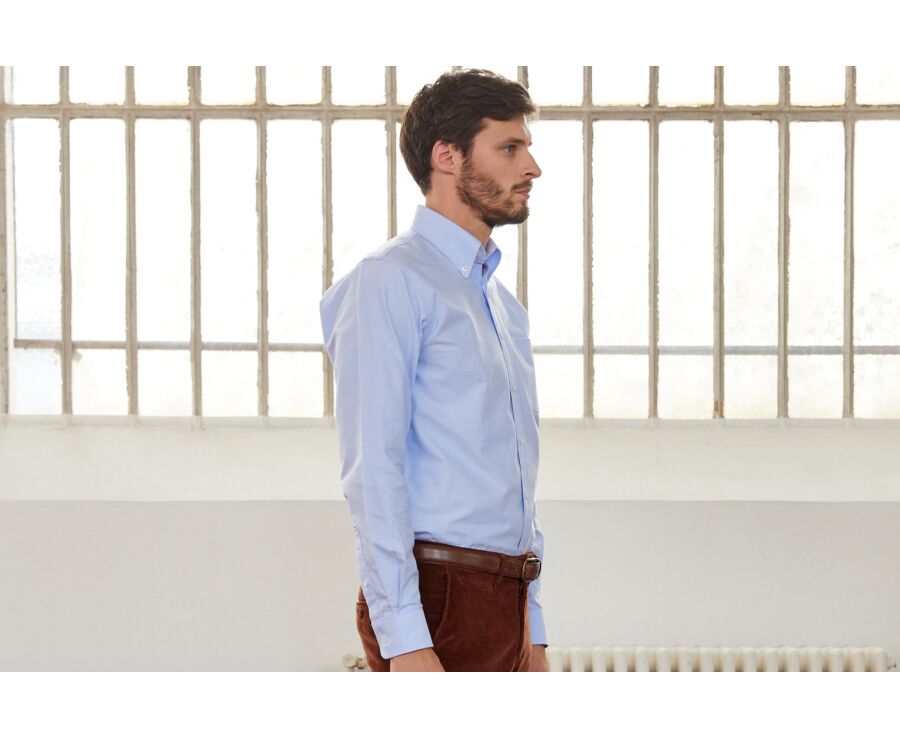Blue Oxford shirt with Chest pocket - American Collar - HAROLD