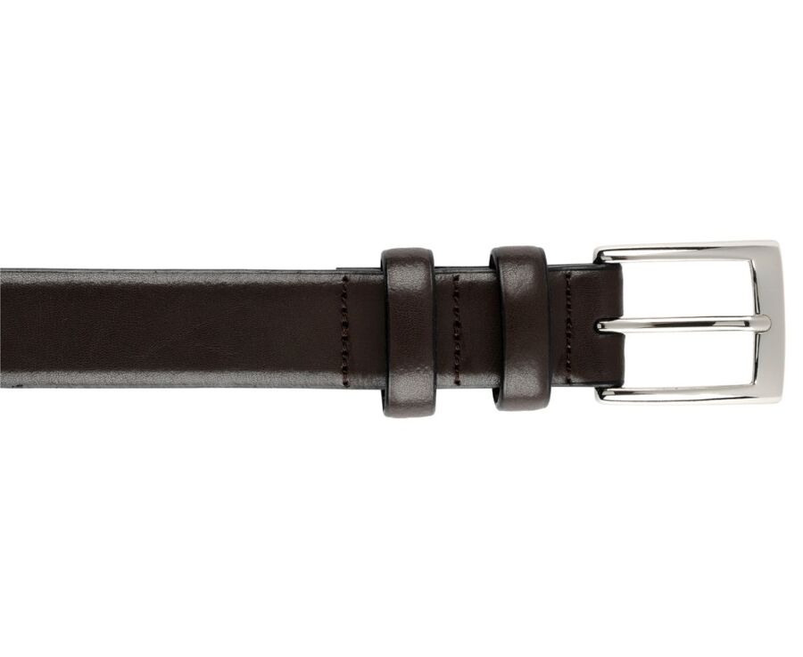 Chocolate Suit Leather belt for men - RAMSGATE SILVER