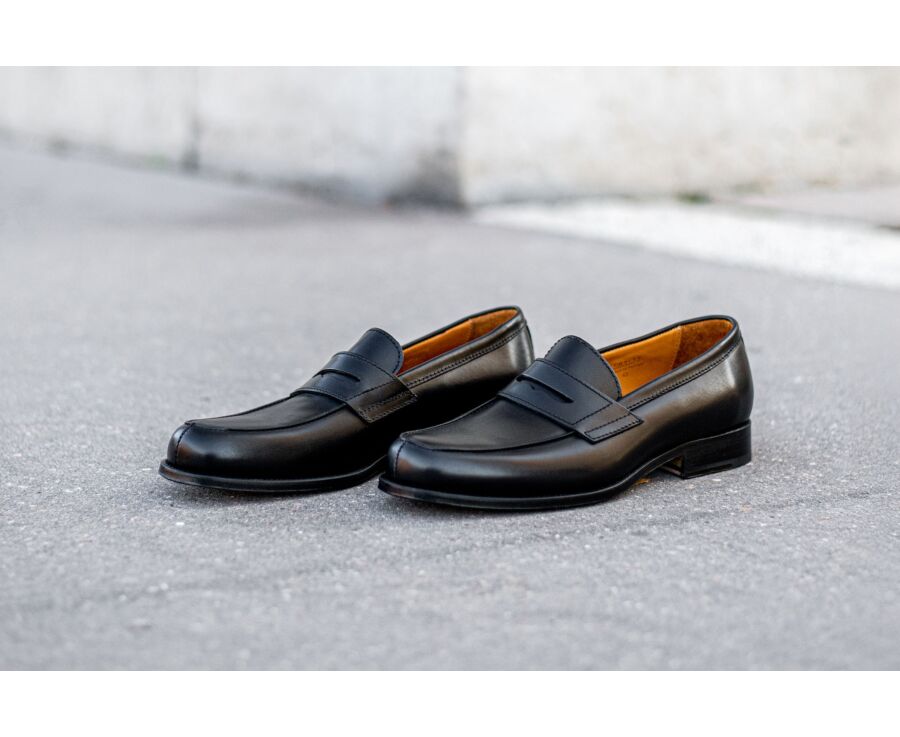 Black leather Men's penny loafers - WEMBLEY CLASSIC
