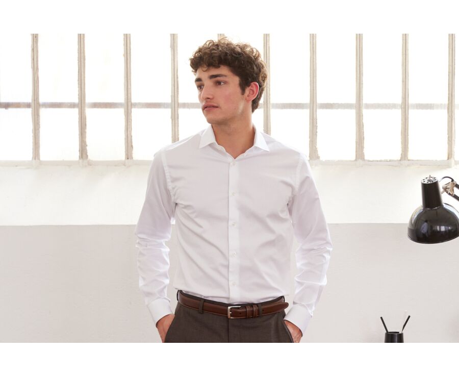 White two ply Twill Cotton shirt  - GIORGIO