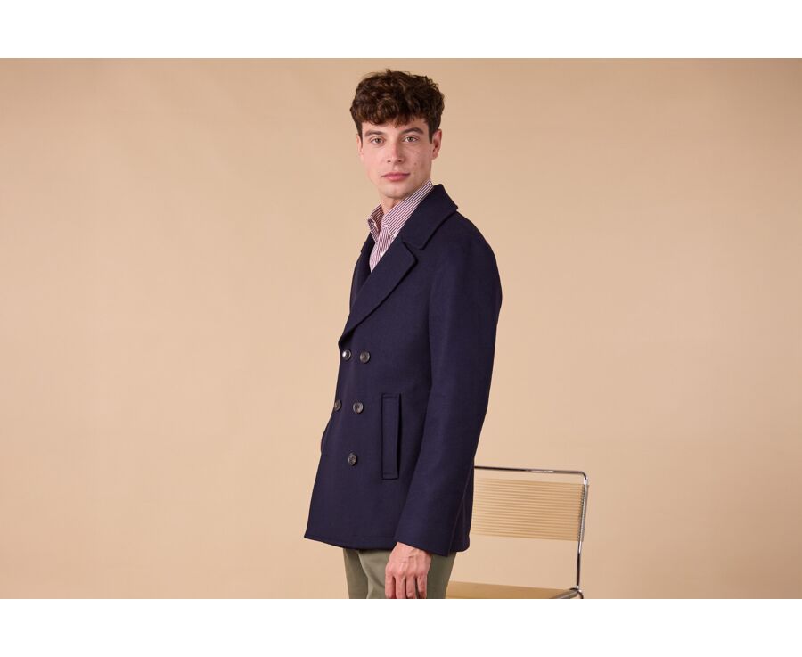 Navy Men's pea coat - GAËLAN