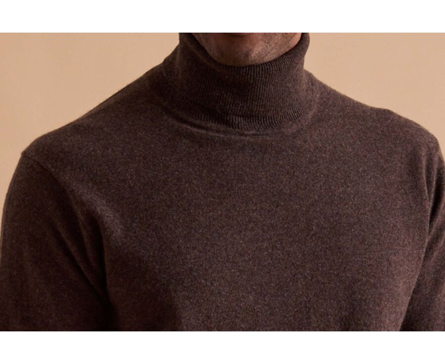 Dark Chocolate wool roll-neck jumper - EMERIC