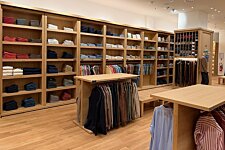 Bexley store interior shirts display and elegant menswear shelves